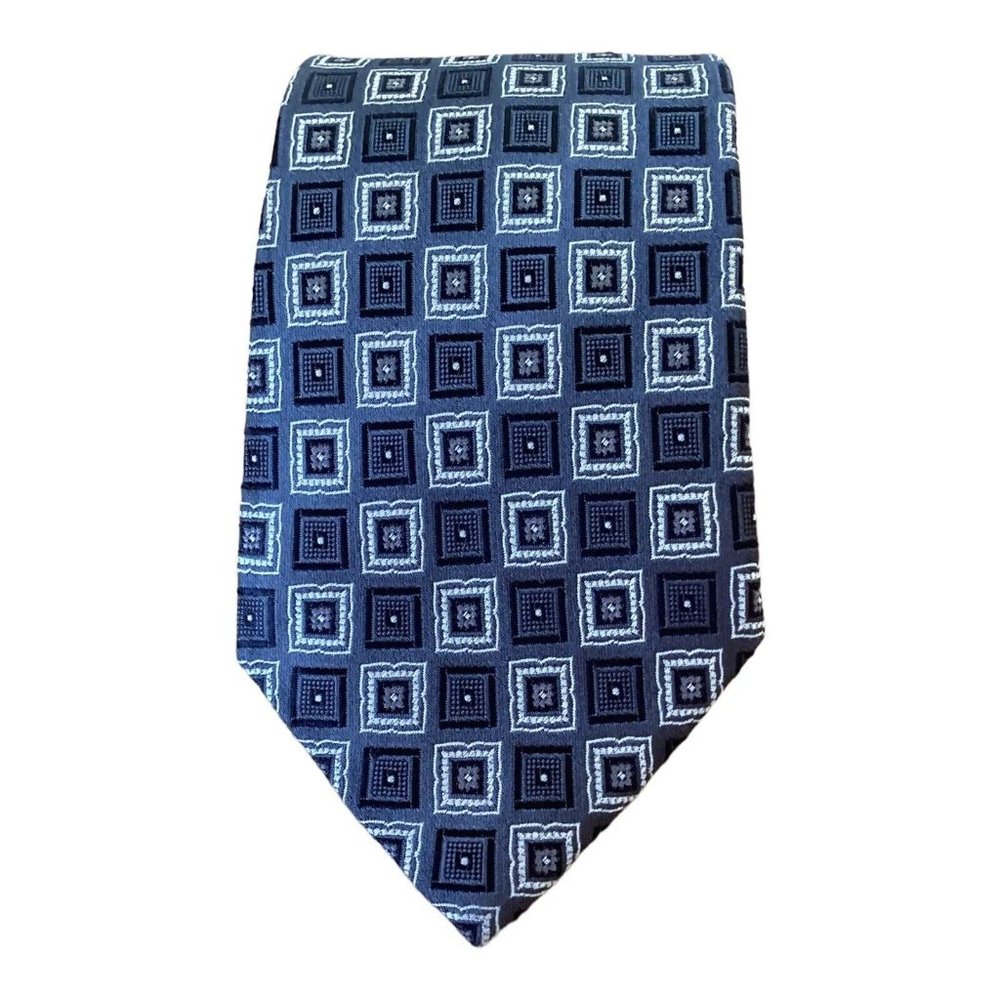 ARMANI COLLEZIONI Gray Geometric Silk Tie Made In Italy 62"-3"1./4 EX COND